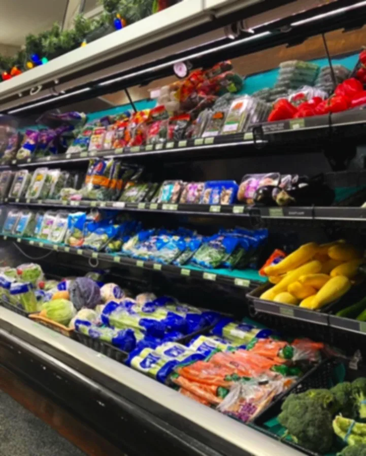 Fresh produce case at Barnstable Market