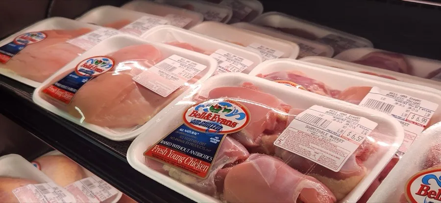 Bell and Evans chicken case at Barnstable Market