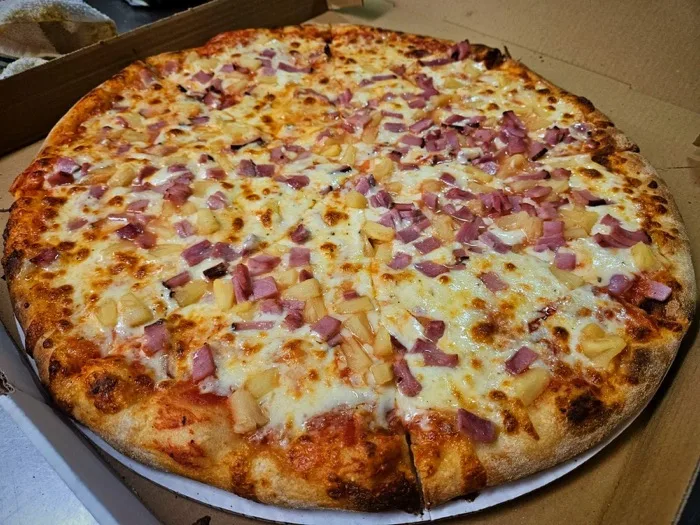 Hawaiian pizza at Barnstable Market