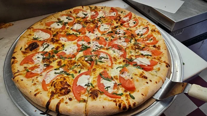 Margherita pizza at Barnstable Market
